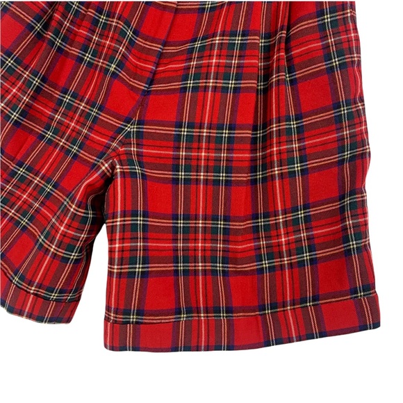 Vintage 100% Wool Red Plaid Shorts- Made in the USA by Talbots Petites - Picture 4 of 13